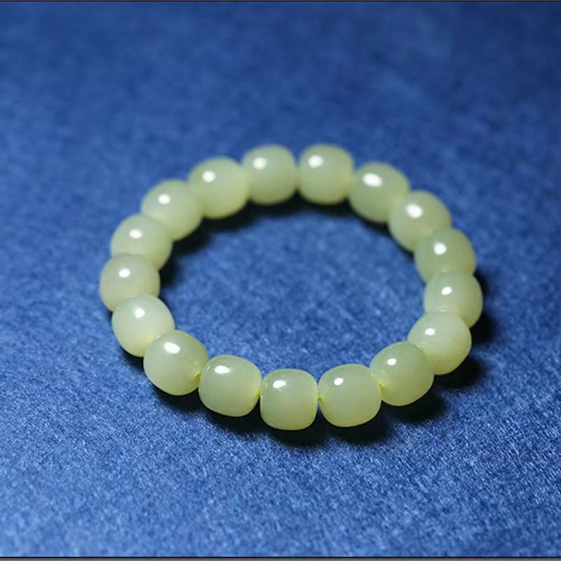 Natural Hetian jade, Qinghai material, Qingshui Sailor string, old-style beads for men and women, fine Hetian jade beads