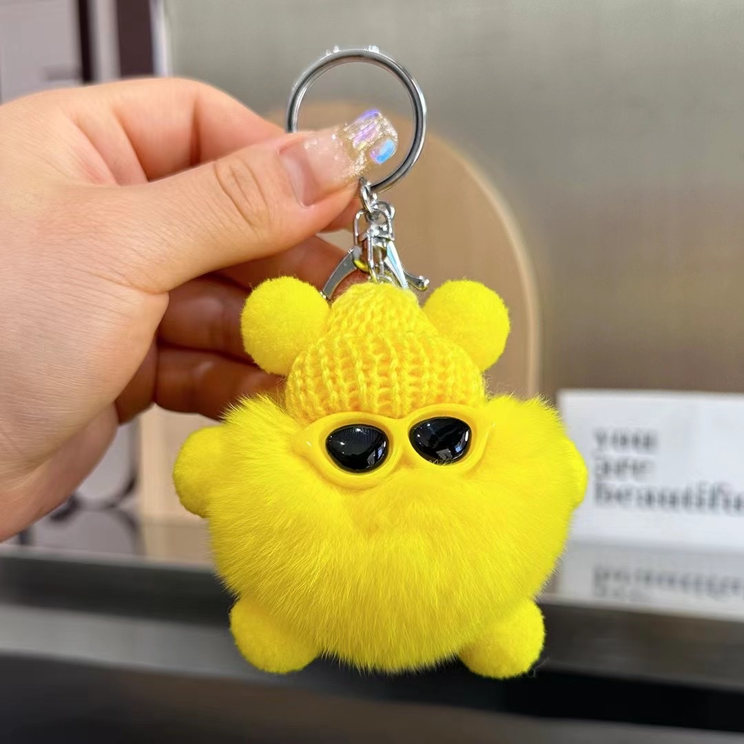 钥匙扣毛绒钥匙扣挂件卡通挂件眼镜钥匙扣可爱包包挂件详情图9