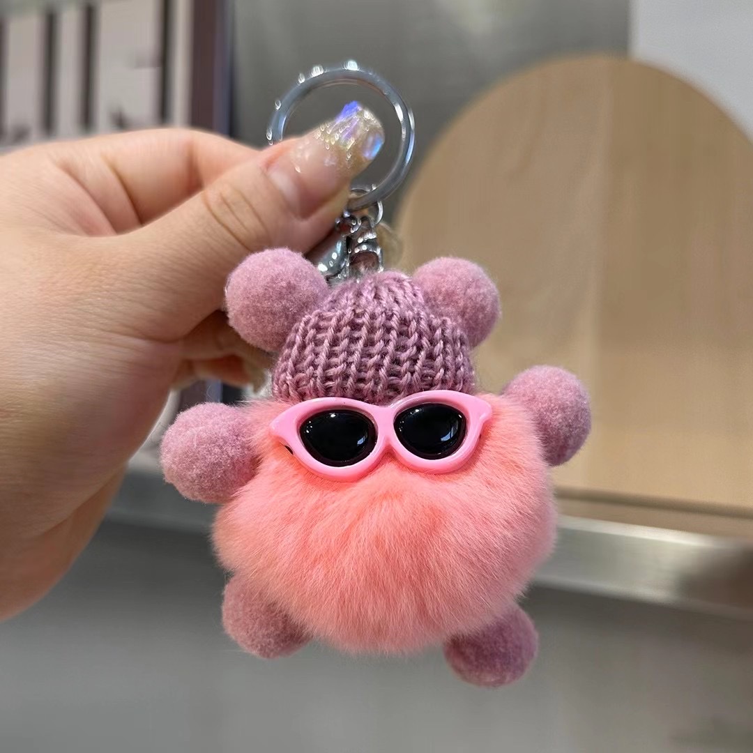钥匙扣毛绒钥匙扣挂件卡通挂件眼镜钥匙扣可爱包包挂件详情图2