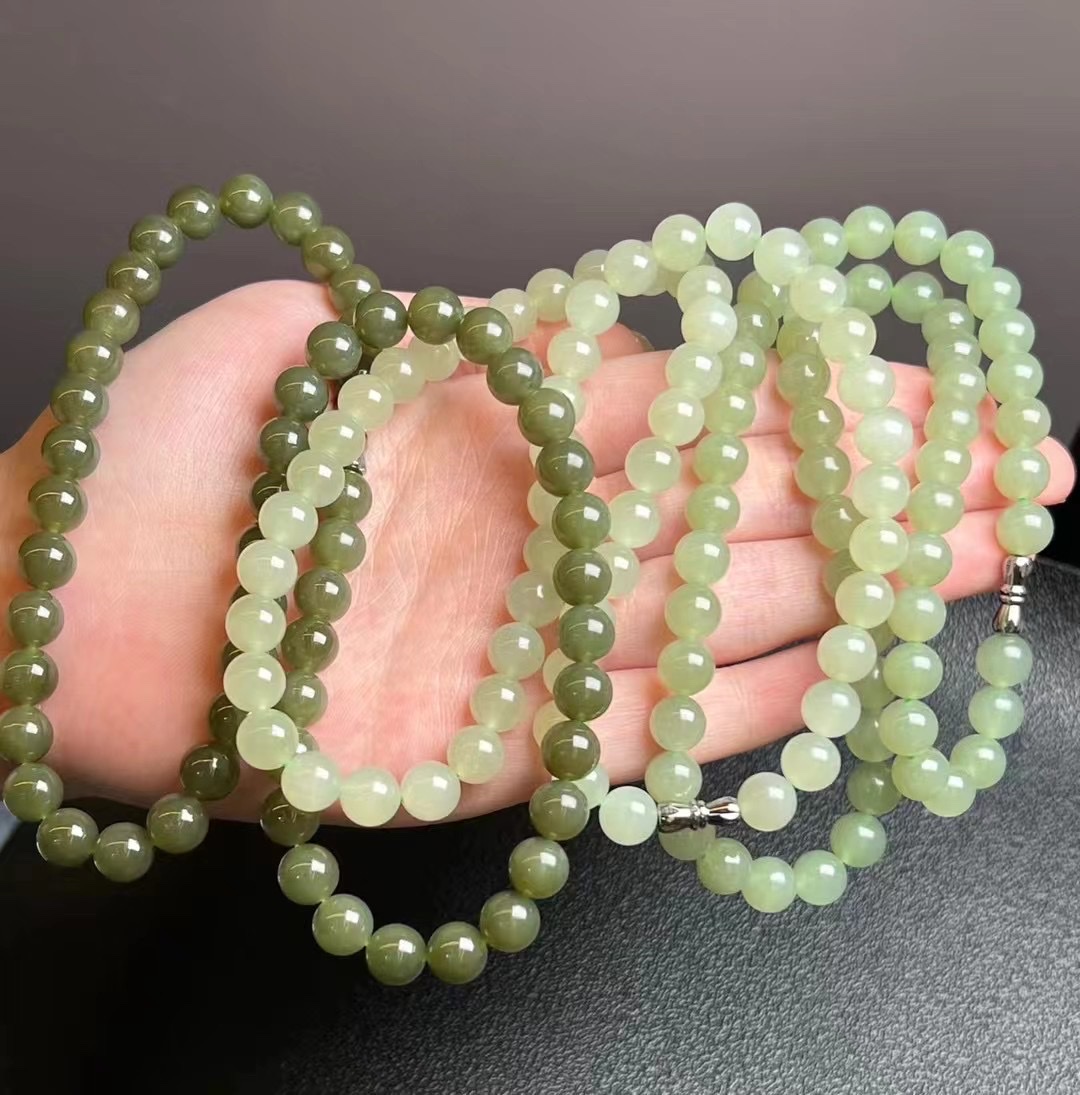 天然和田玉项链女妈妈链青海玉石珠 气质新款冰晴水项链详情图4