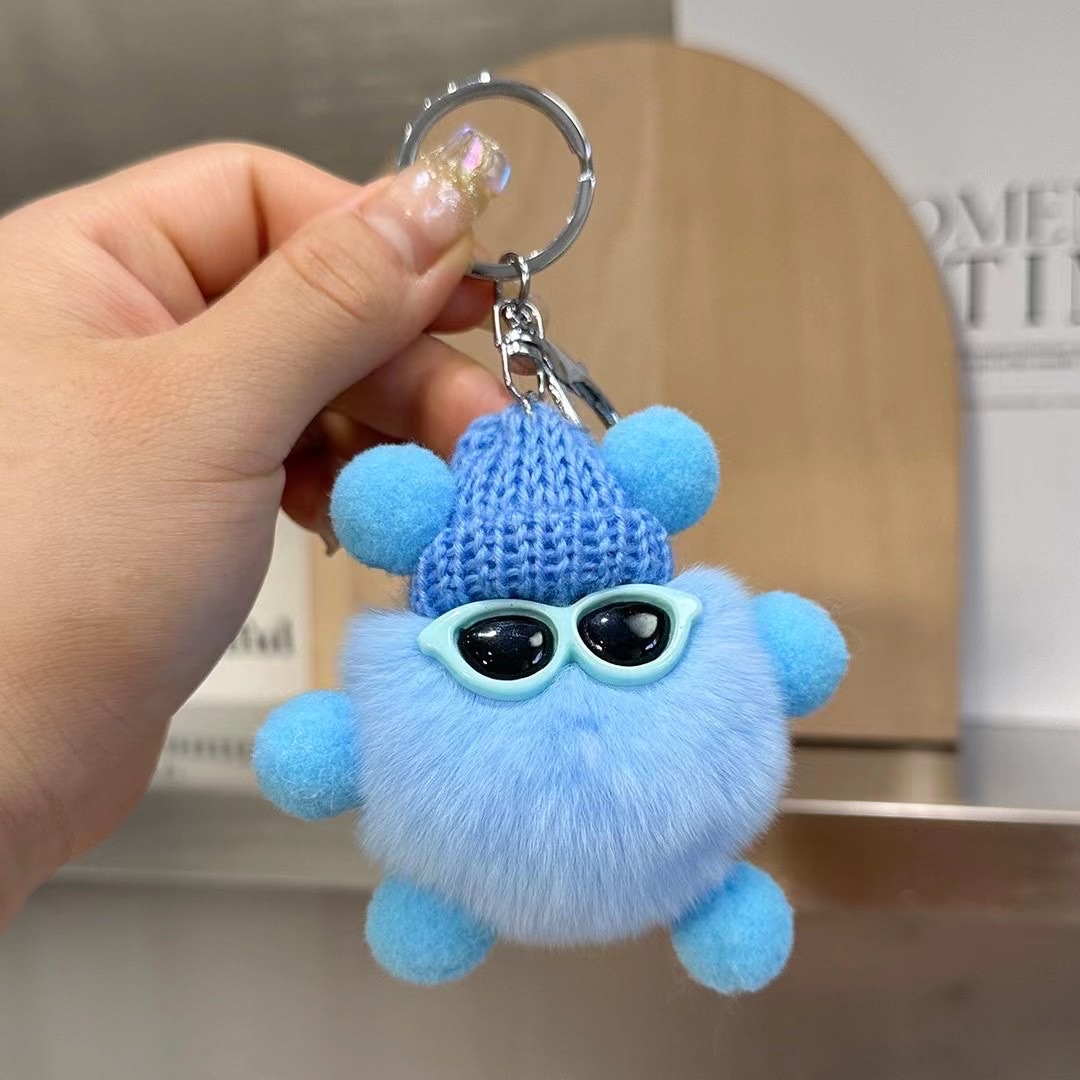 钥匙扣毛绒钥匙扣挂件卡通挂件眼镜钥匙扣可爱包包挂件详情图6