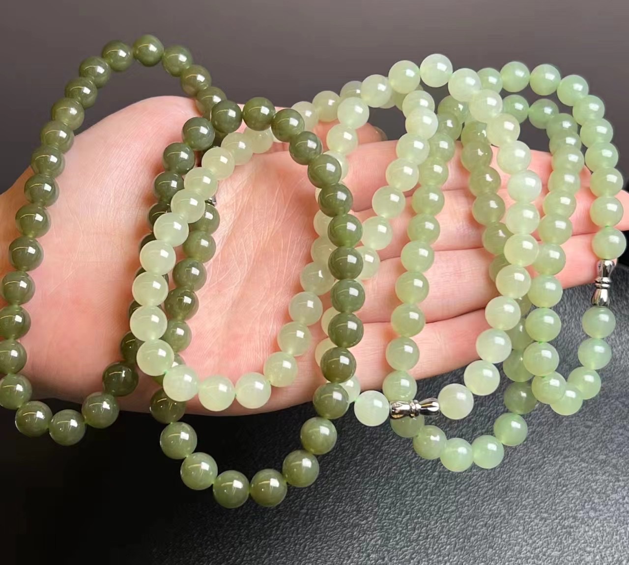 天然和田玉项链女妈妈链青海玉石珠 气质新款冰晴水项链详情图3