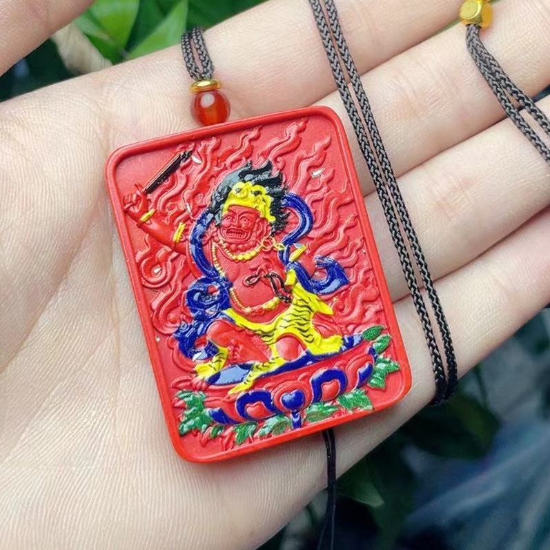 Wholesale jewelry of natural high-content cinnabar and red sand painted zodiac signs and eight guardian deities of the zodiac Buddha details Picture