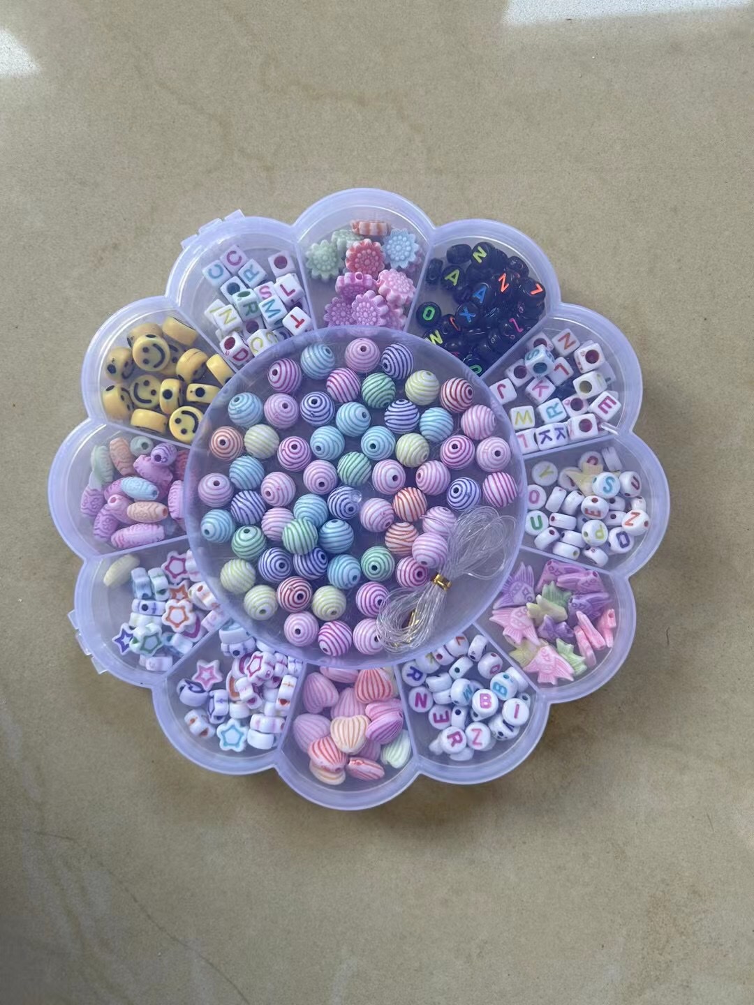 透明PP塑料盒水洗字母卡通儿童DIY串珠，可爱，时尚，益智类玩具详情图2