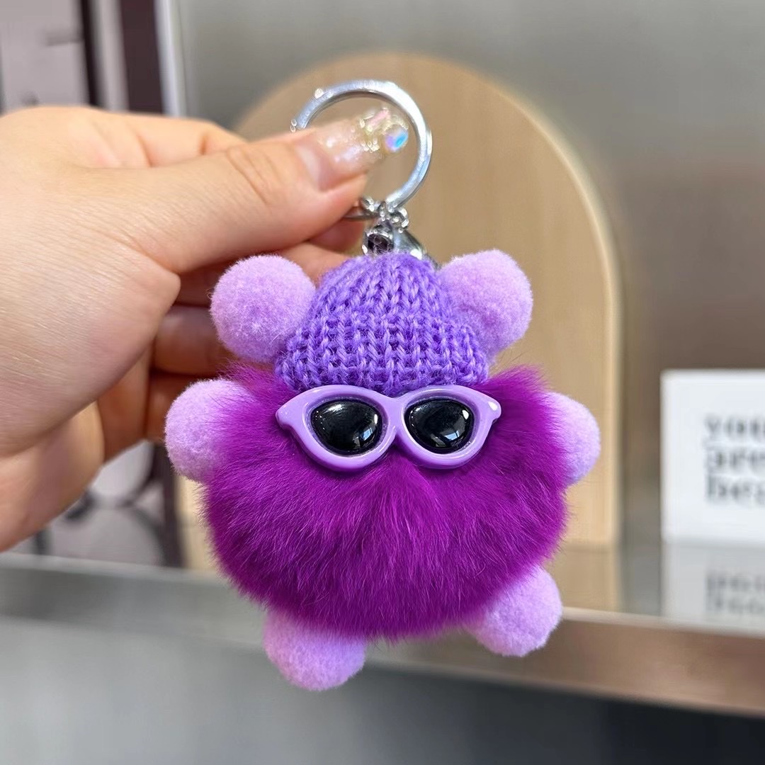 钥匙扣毛绒钥匙扣挂件卡通挂件眼镜钥匙扣可爱包包挂件详情图7