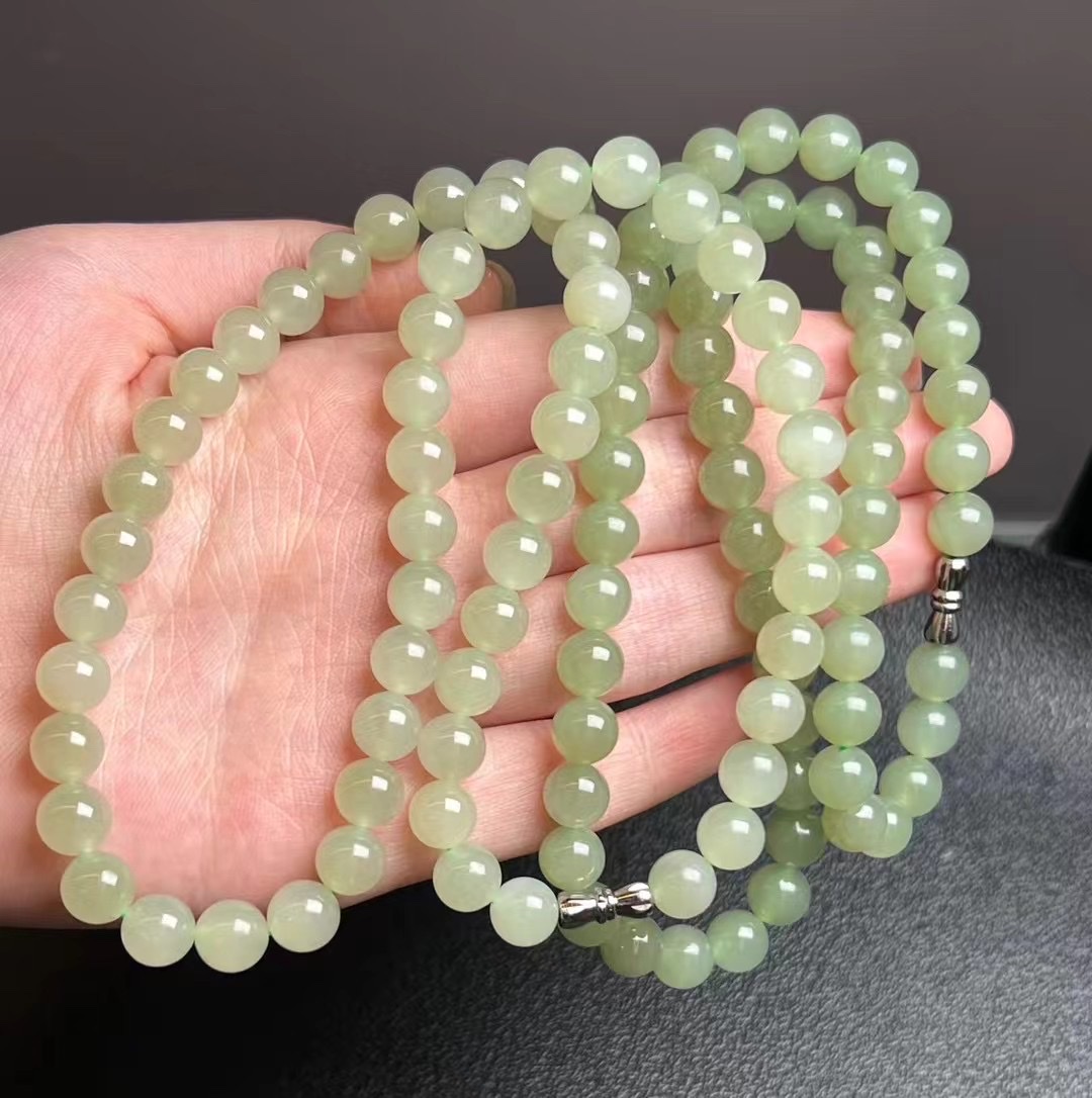 天然和田玉项链女妈妈链青海玉石珠 气质新款冰晴水项链详情图5