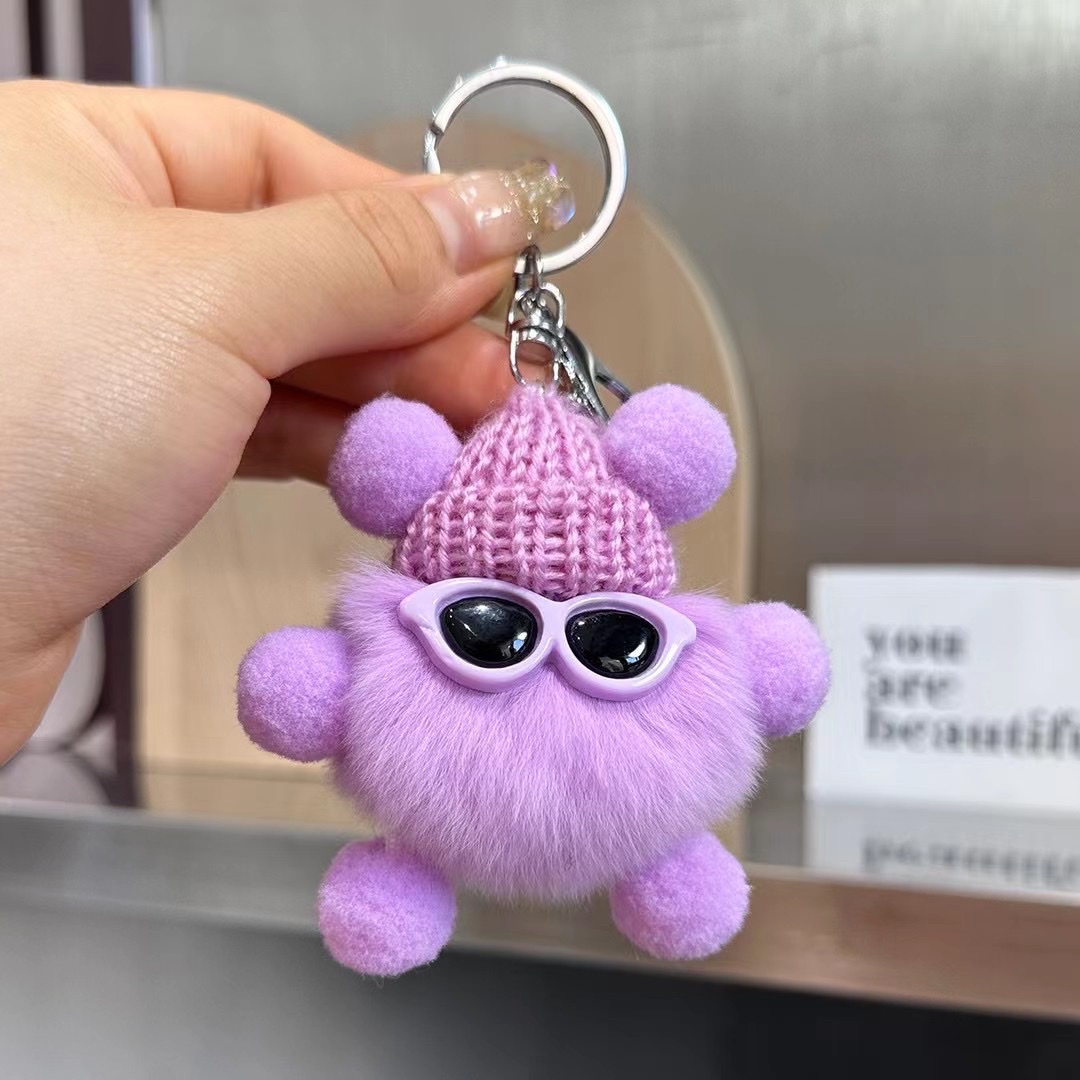 钥匙扣毛绒钥匙扣挂件卡通挂件眼镜钥匙扣可爱包包挂件详情图8