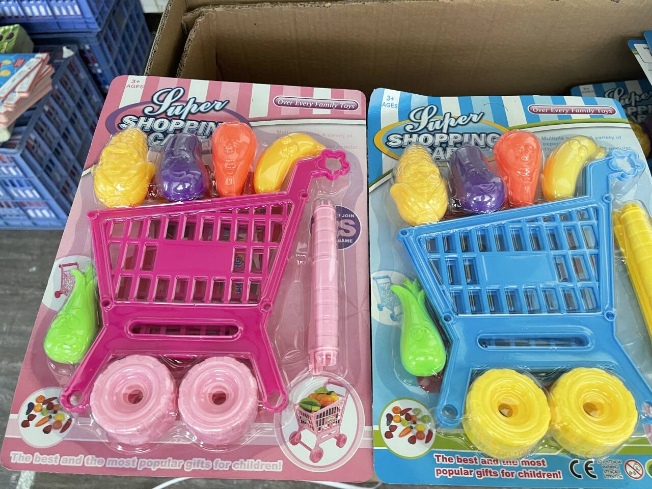 儿童过家家玩具，购物车带水果，男孩女孩，益智趣味玩具，粉色蓝色任选