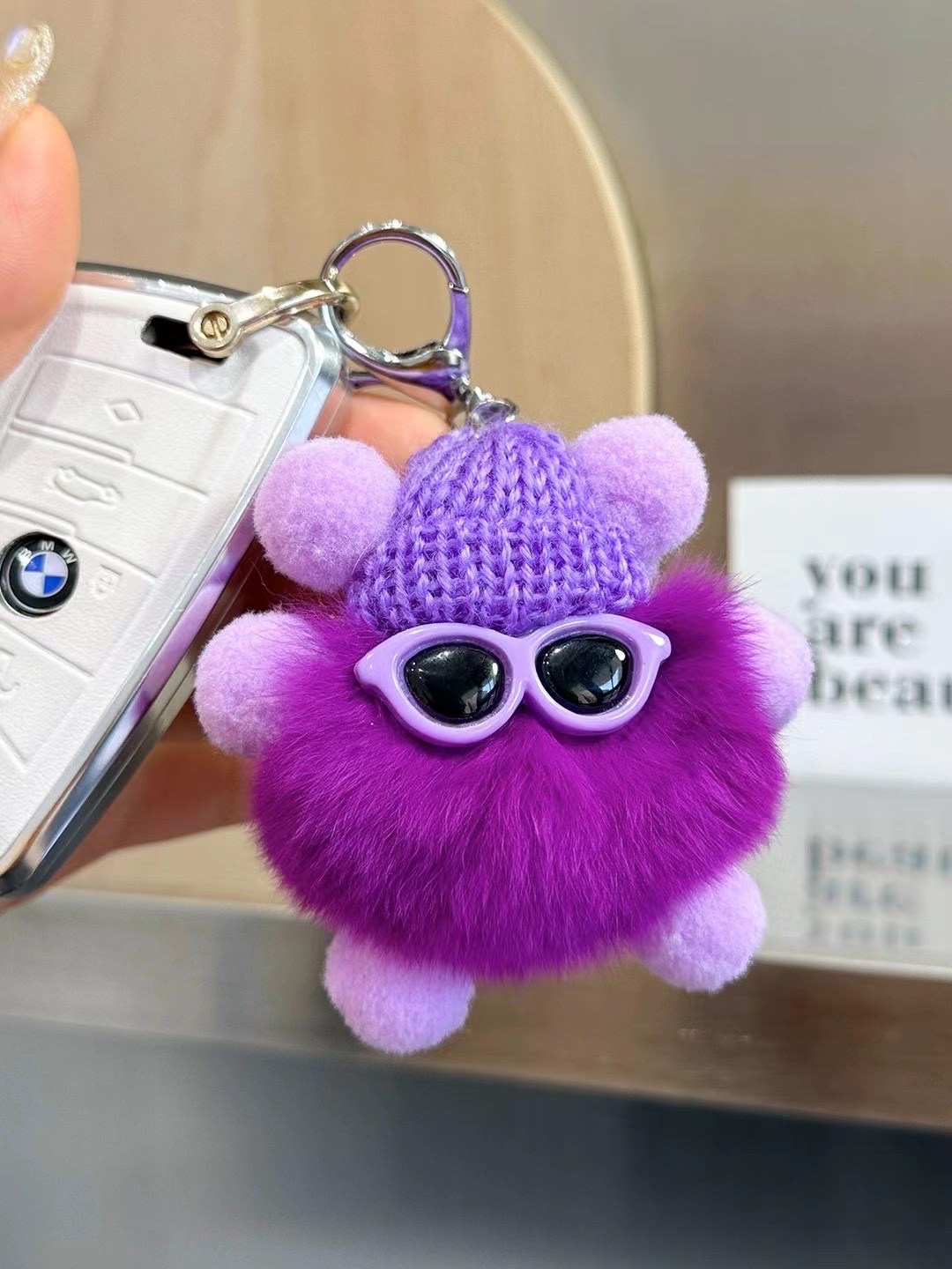 钥匙扣毛绒钥匙扣挂件卡通挂件眼镜钥匙扣可爱包包挂件详情图12
