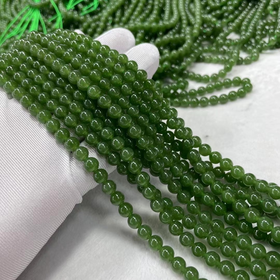 Russian jade 6mm/108 pieces bracelet necklace for women, fine quality, no cracks, black spots, uniform overall Specification image