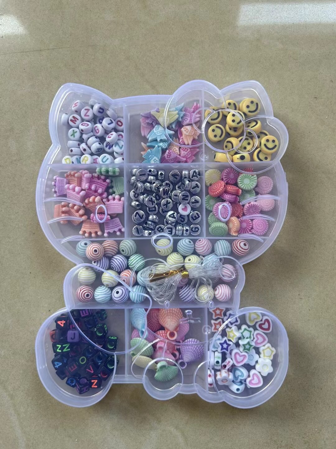 透明PP塑料盒水洗字母卡通儿童DIY串珠，可爱，时尚，益智类玩具详情图6