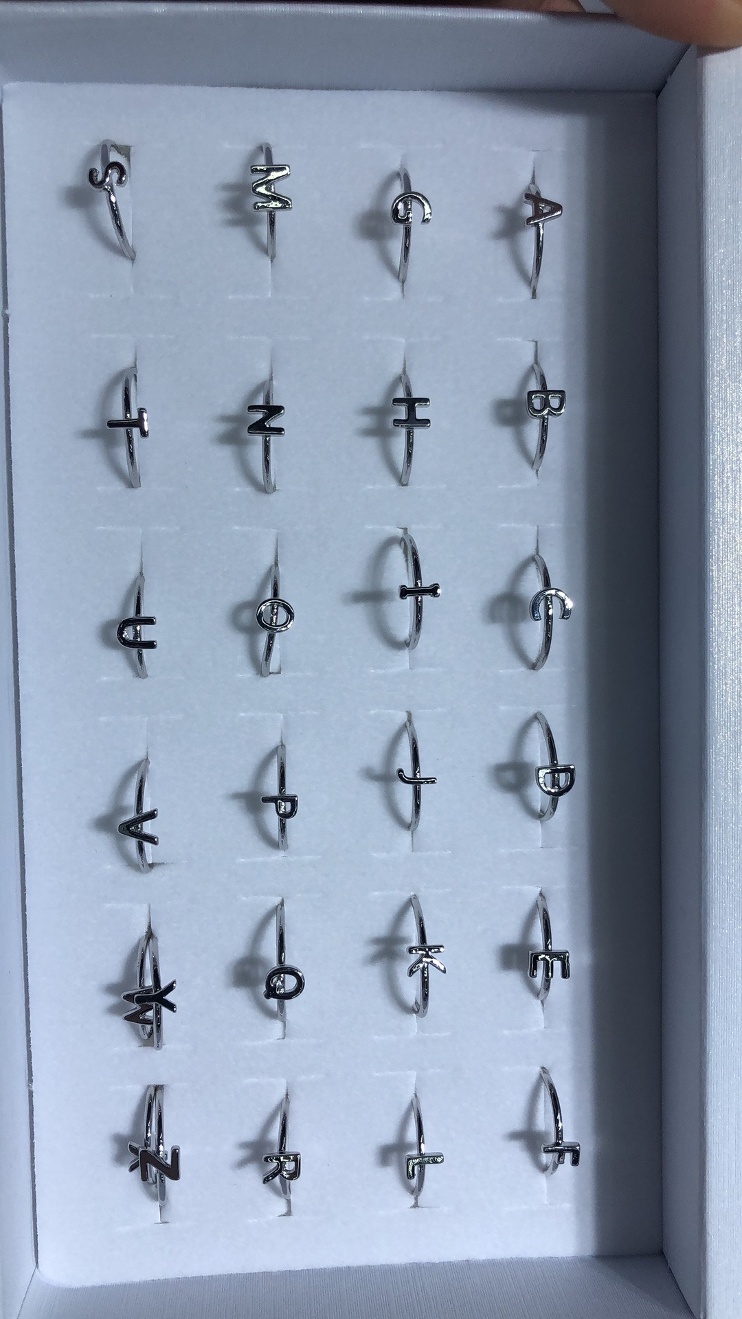 开口设计，光面字母，单锆字母，细锆字母戒指