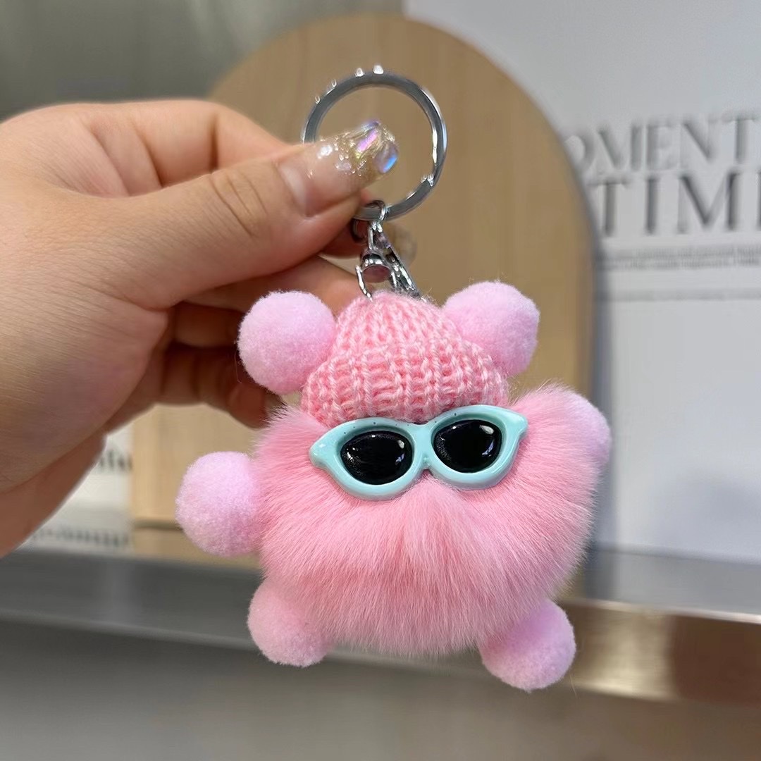 钥匙扣毛绒钥匙扣挂件卡通挂件眼镜钥匙扣可爱包包挂件详情图5