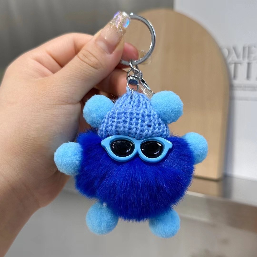 钥匙扣毛绒钥匙扣挂件卡通挂件眼镜钥匙扣可爱包包挂件详情图4
