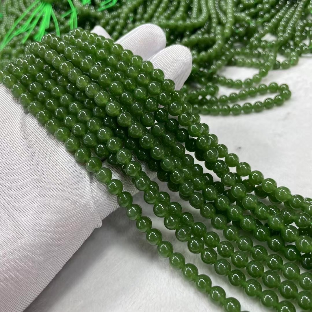 Russian jade 6mm/108 pieces bracelet necklace for women, fine quality, no cracks, black spots, uniform overall