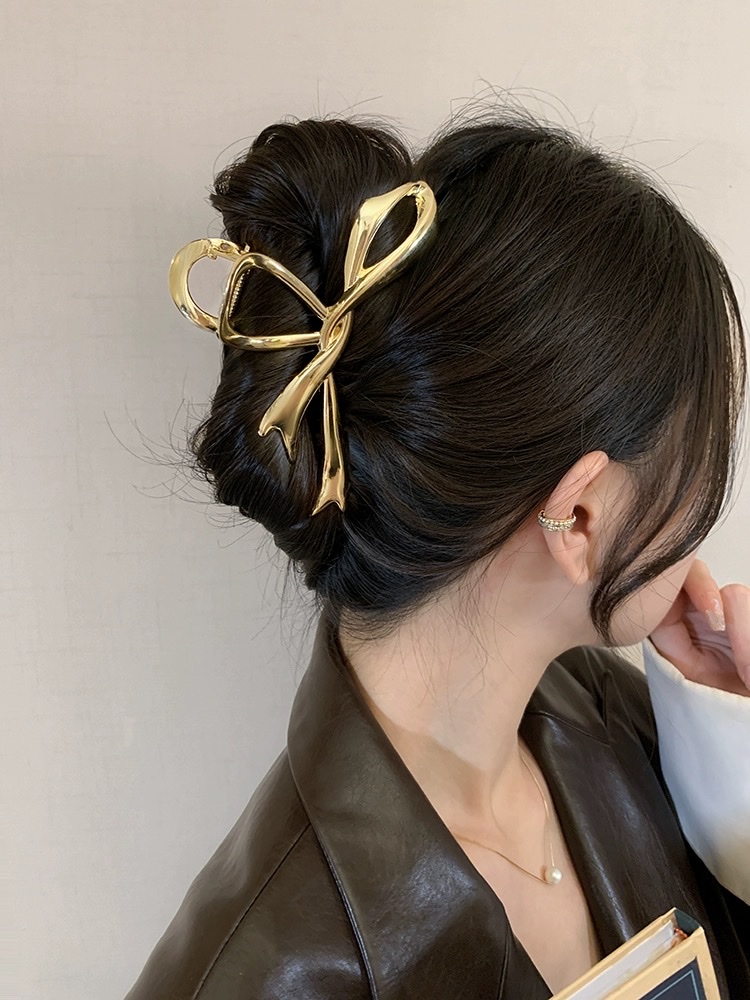 French designer LMKL's bowknot grab women's 2024 new high-end updo shark clip simple hair clip Specification image