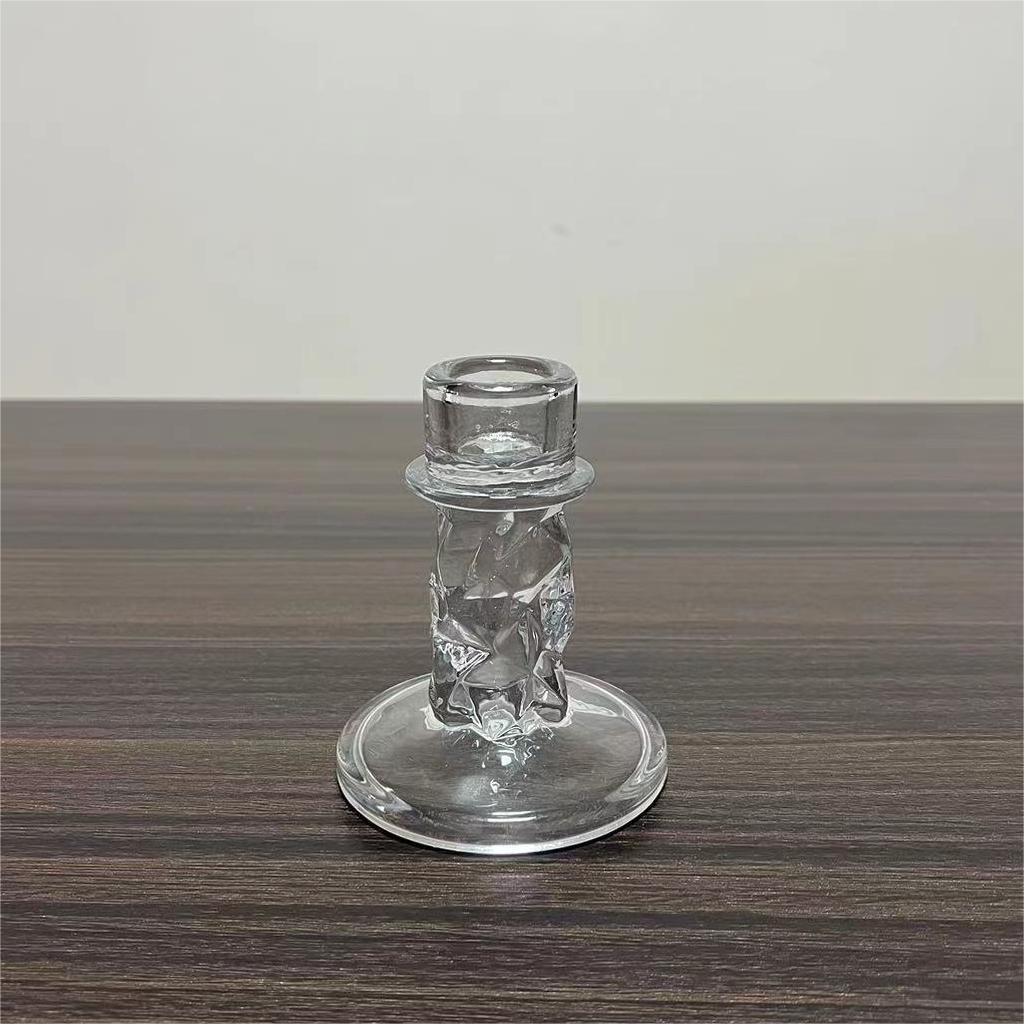 European-style simple glass candlesticks, wedding candles, long-pole candlesticks, candlelight dinner glass candlesticks