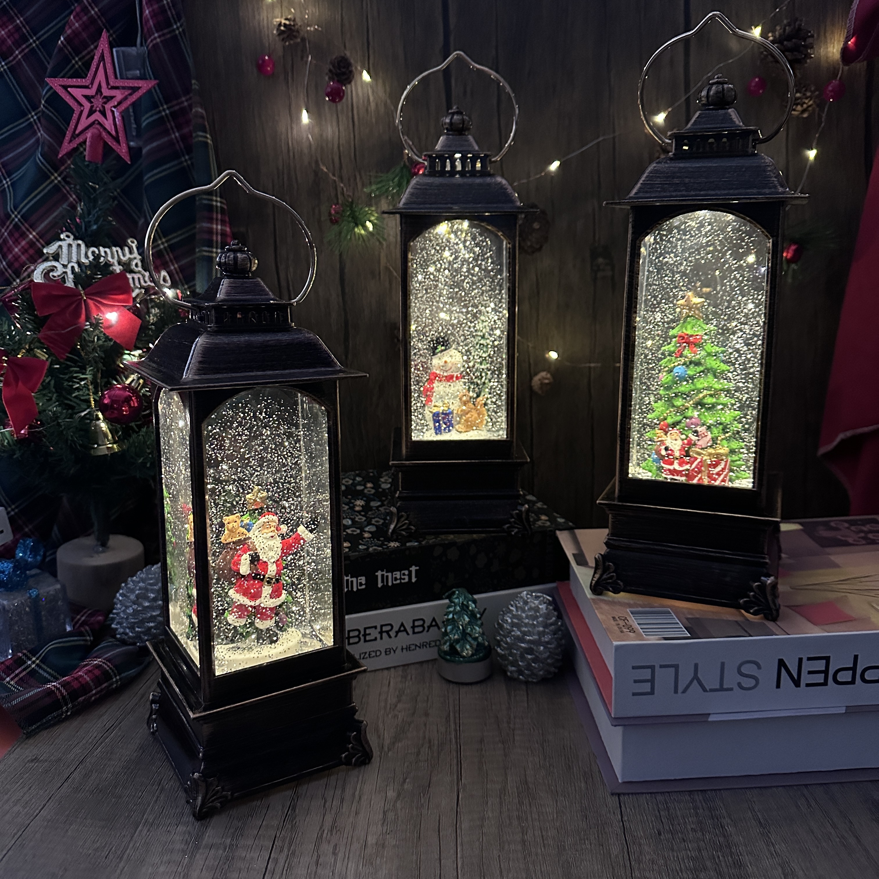 新款圣诞树音乐盒网红旋转风灯雪花八音盒新年礼物女孩生日礼物 桌面摆件