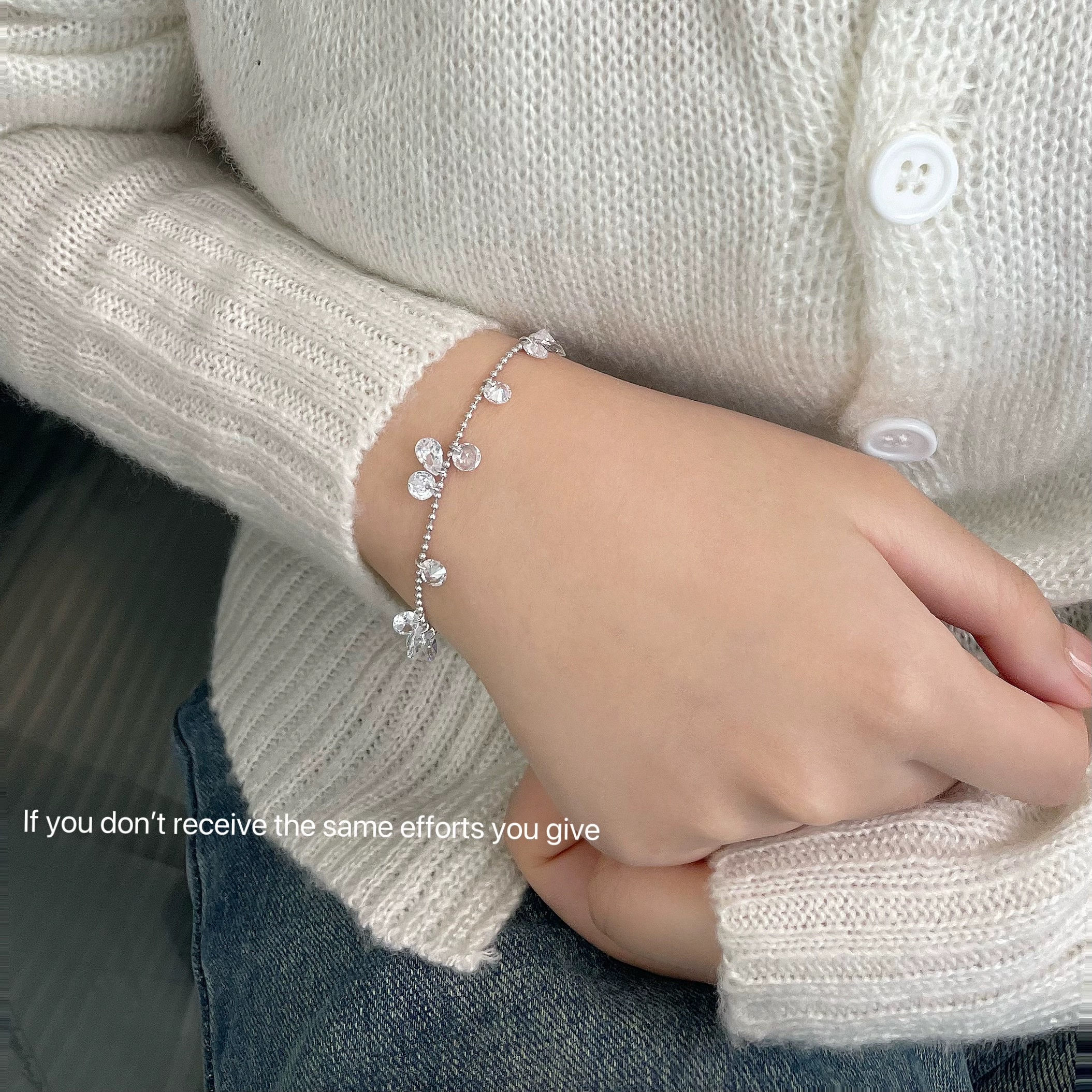 S925纯银高碳钻星河抽拉手链ins气质简约高级百搭风格小众设计款手链详情1