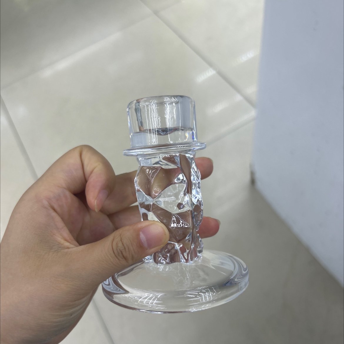 European-style simple glass candlesticks, wedding candles, long-pole candlesticks, candlelight dinner glass candlesticks details Picture