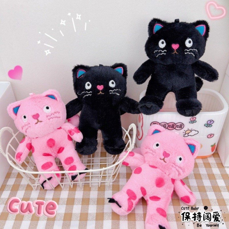 新款波点小猫咪毛绒钥匙扣挂件创意小礼物书包挂饰娃娃机批发产品图
