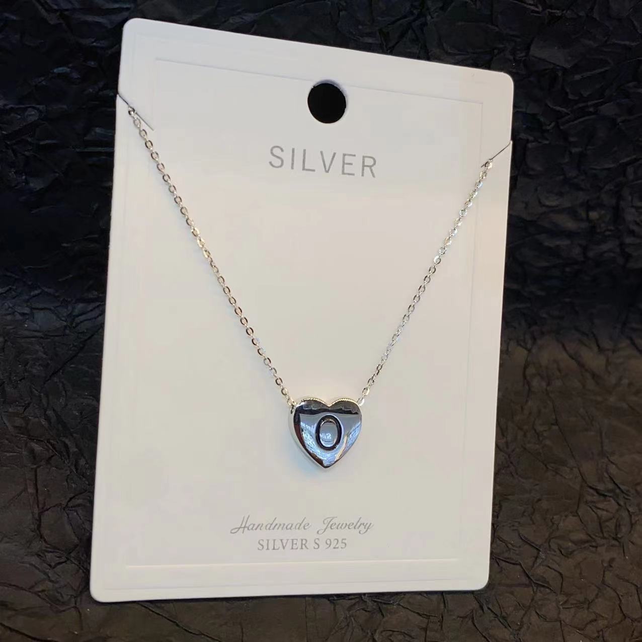 925纯银爱心项链2024新款韩国银色小众心形吊坠蛇骨锁骨链轻奢首饰详情2