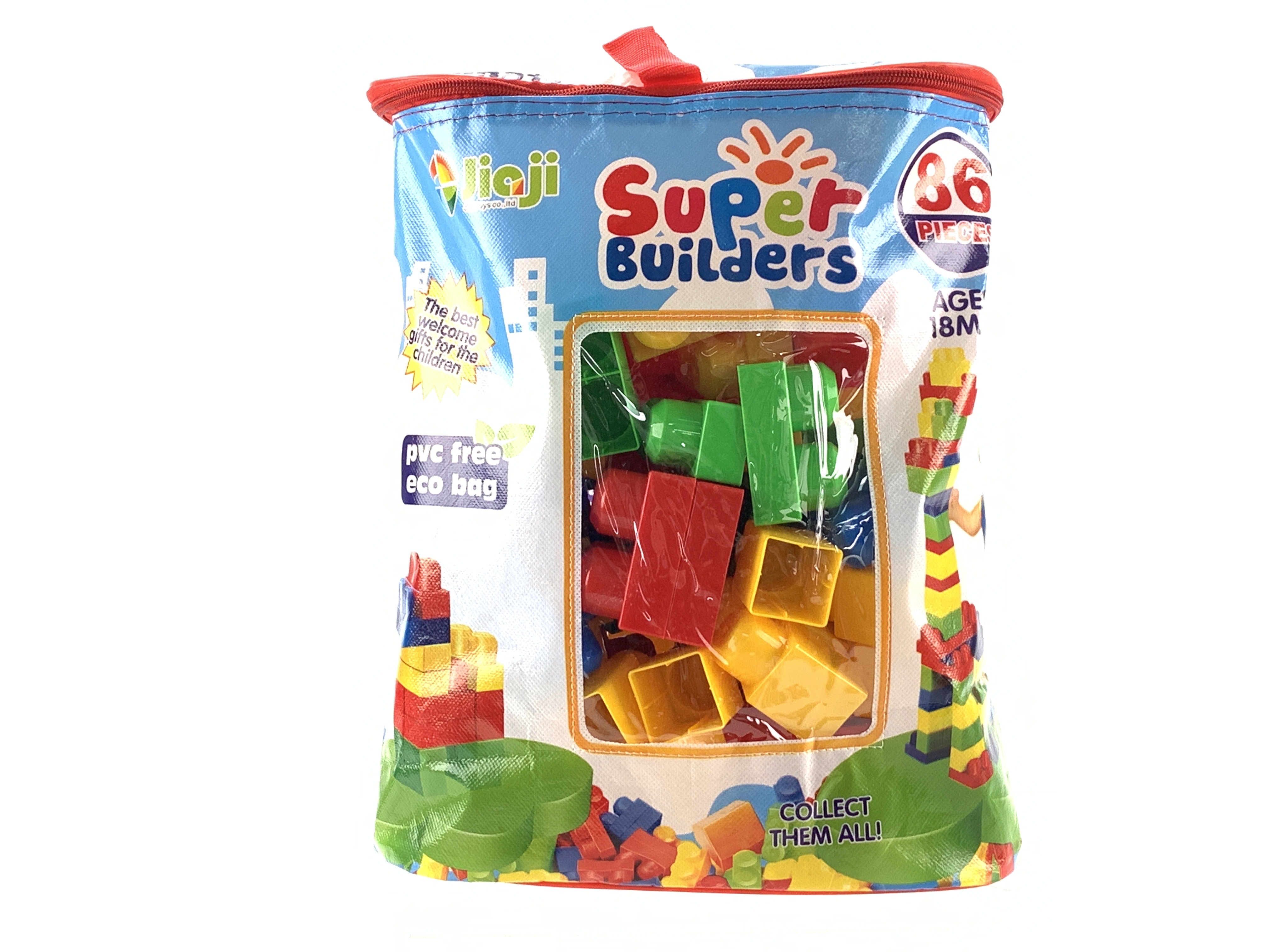 拼装 diy益智玩具潜力开发手脑协同 86片大颗粒拼搭积木 手提袋装积木儿童玩具