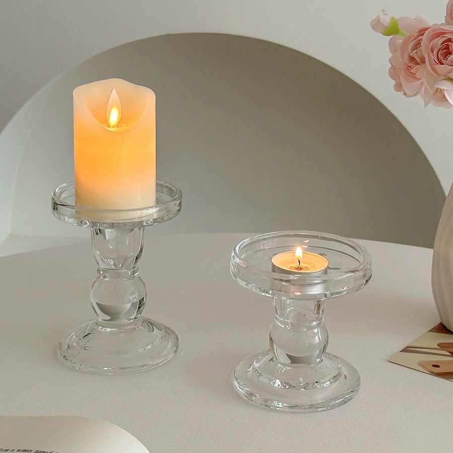 French retro chanel-style black crystal glass candlestick for dinner table decoration and shooting props Specification image