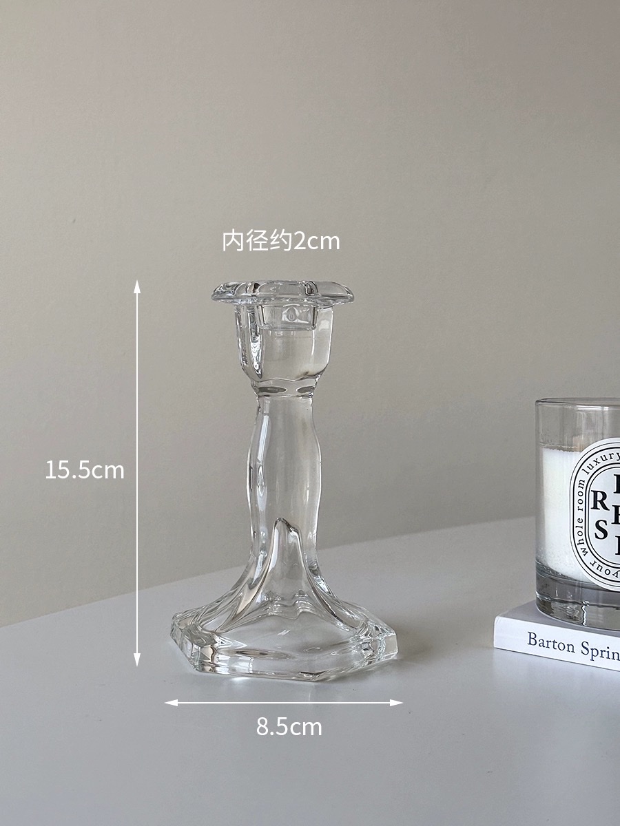 Nordic ins retro, unique, and simple transparent glass candlesticks for home and homestay decoration, as well as shooting props Nordic ins retro, unique, and simple transparent glass candlesticks for home and homestay decoration, as well as shooting props