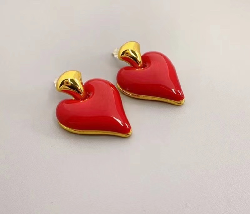 精致桃心珐琅釉耳饰 简约时尚女士首饰礼物新款饰品饰品