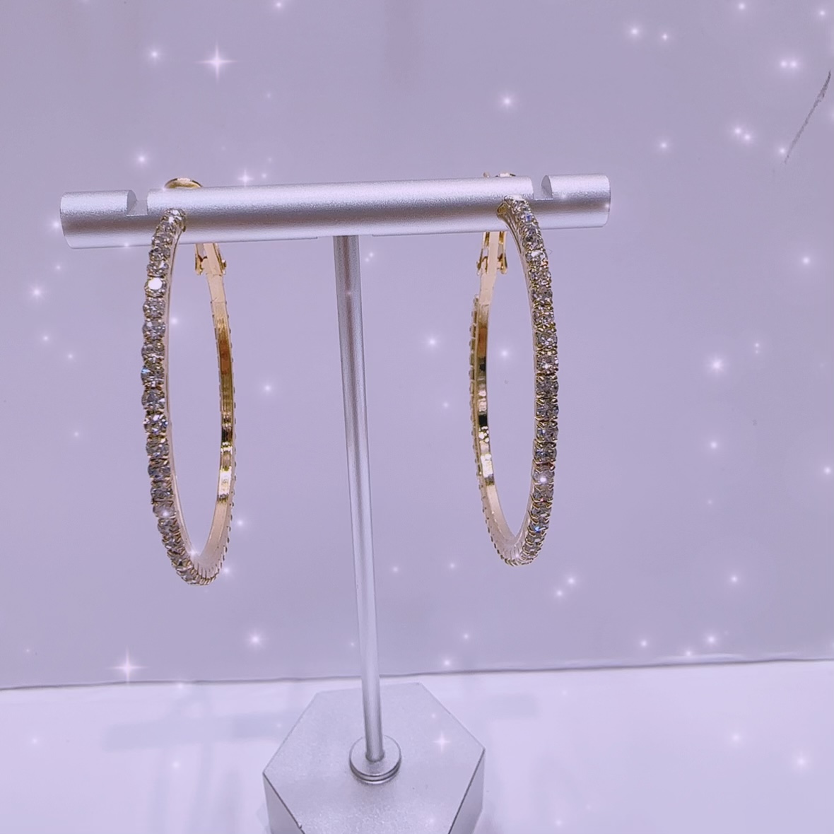 欧美夸张气质钻圈大耳环满钻大圈圈耳环女时尚镶钻耳圈耳饰批发 耳环耳环饰品明星同款耳环耳饰饰品