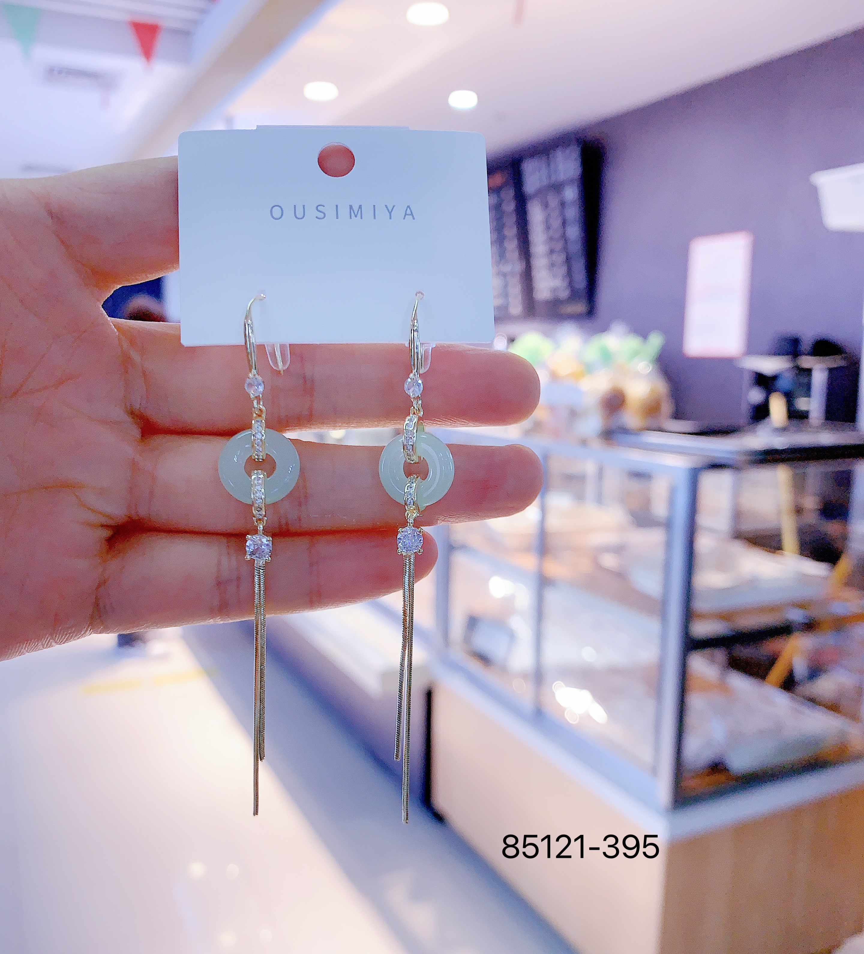 韩版潮流时尚仿玉石耳环，2色可选欧斯米亚欧斯米亚