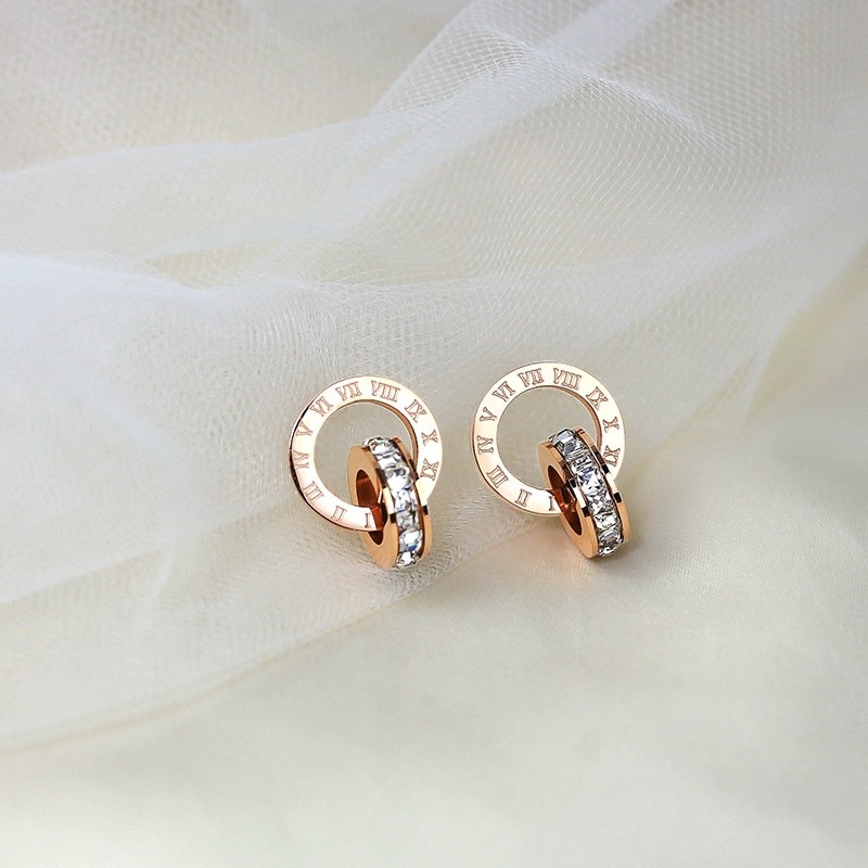 2019新款韩国ins镶钻双环耳钉女气质简约百搭小巧精致耳环耳饰品详情图5