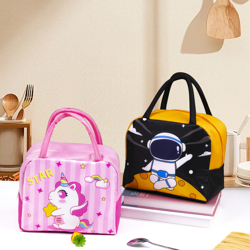 现货新款手提便当包卡通保温袋铝箔午餐包学生便当袋保温饭盒袋