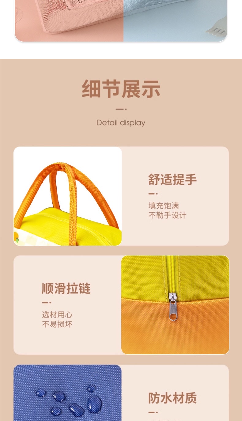 现货新款手提便当包卡通保温袋铝箔午餐包学生便当袋保温饭盒袋详情图3