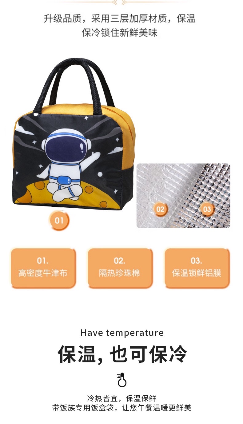现货新款手提便当包卡通保温袋铝箔午餐包学生便当袋保温饭盒袋详情图12