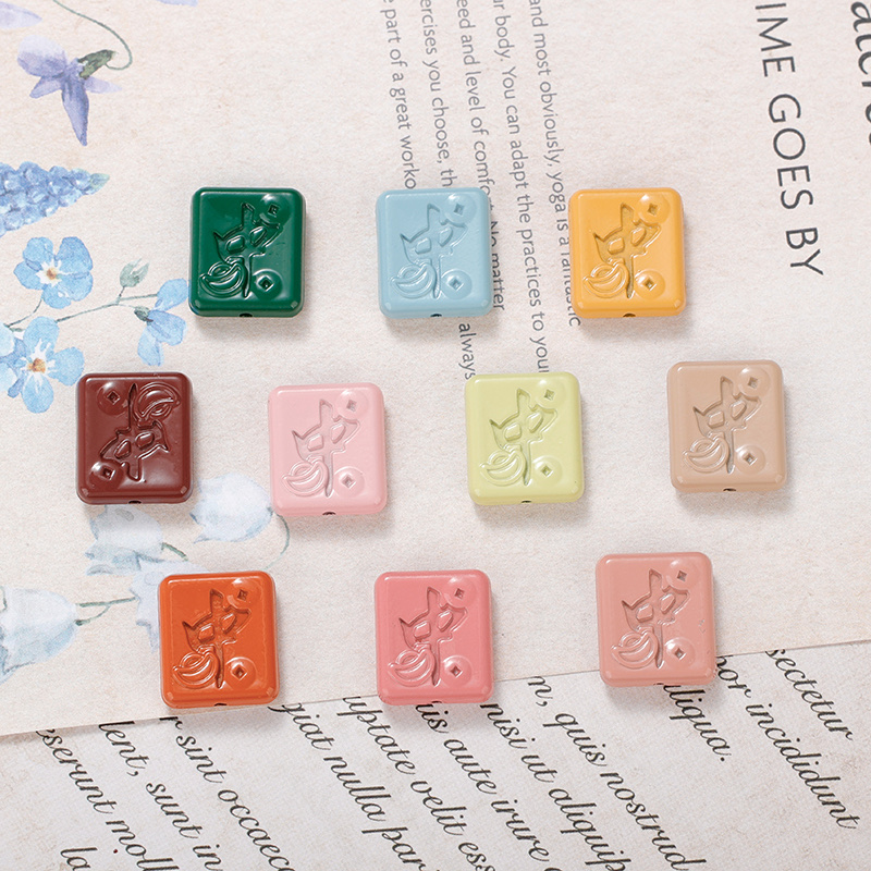 DIY jewelry accessories, baked paint alloy through-hole beaded mahjong with Chinese characters, DIY DIY crocs accessories, beaded DIY beaded crocs accessories detail image 6