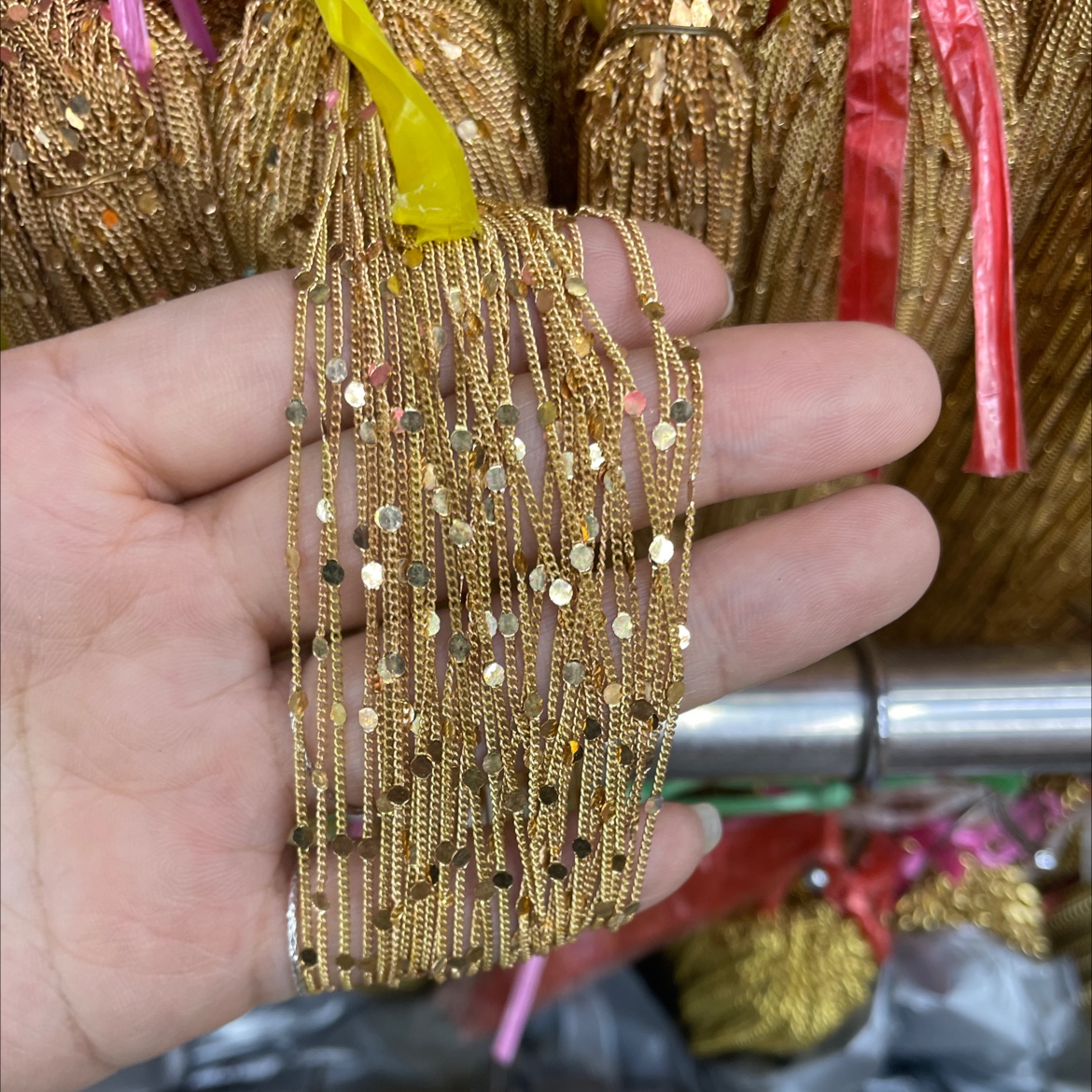 流苏链条 铜链 DIY链条 压太阳花压爱心压花链饰品耳饰细节图