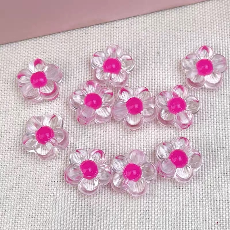 10mm内彩透明梅花花朵diy儿童手工串珠编织手链珠子珠中珠散珠子产品图