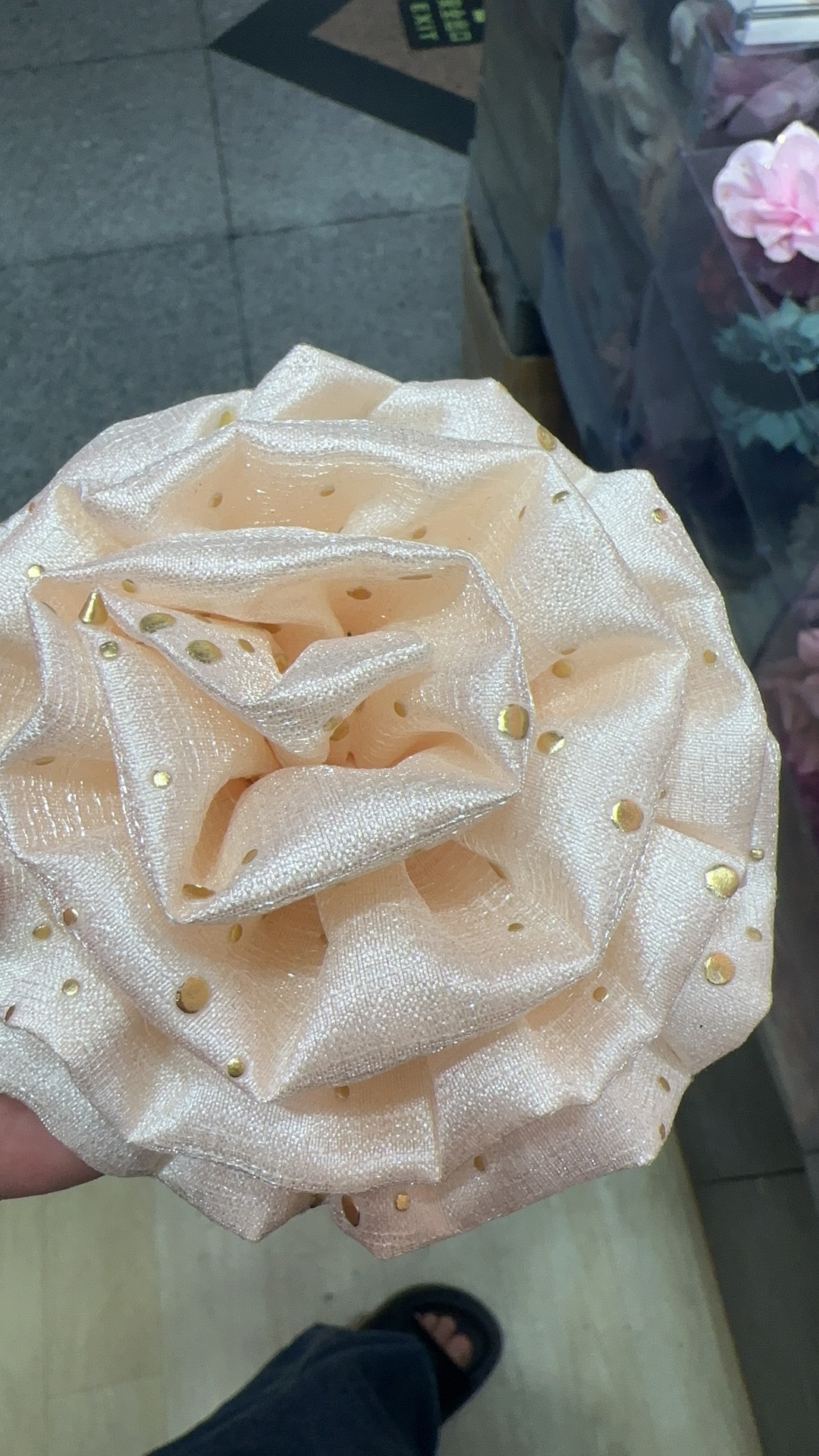 布艺花朵抓夹对折