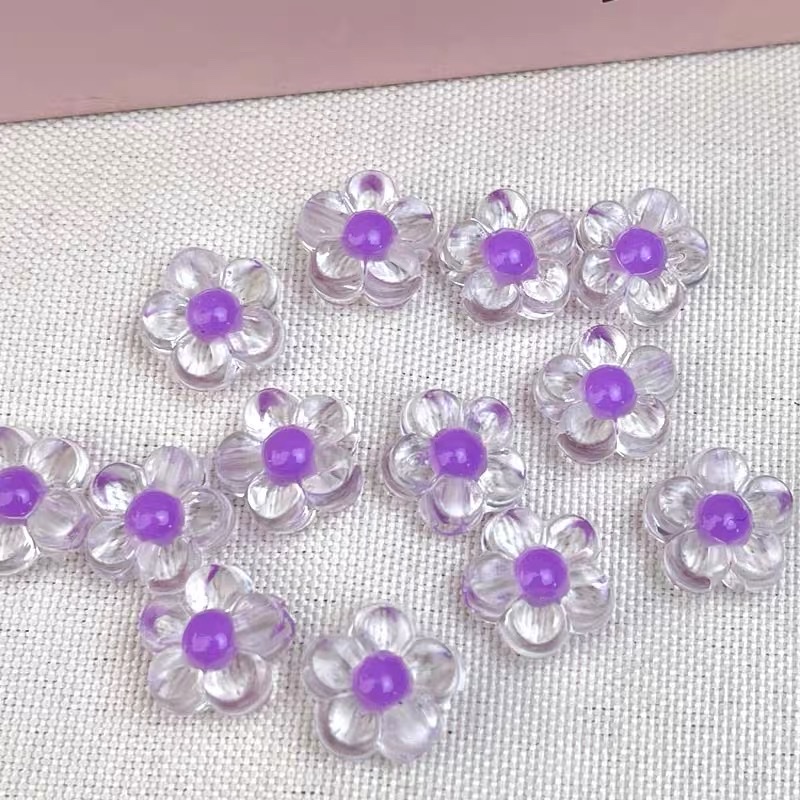 10mm内彩透明梅花花朵diy儿童手工串珠编织手链珠子珠中珠散珠子细节图