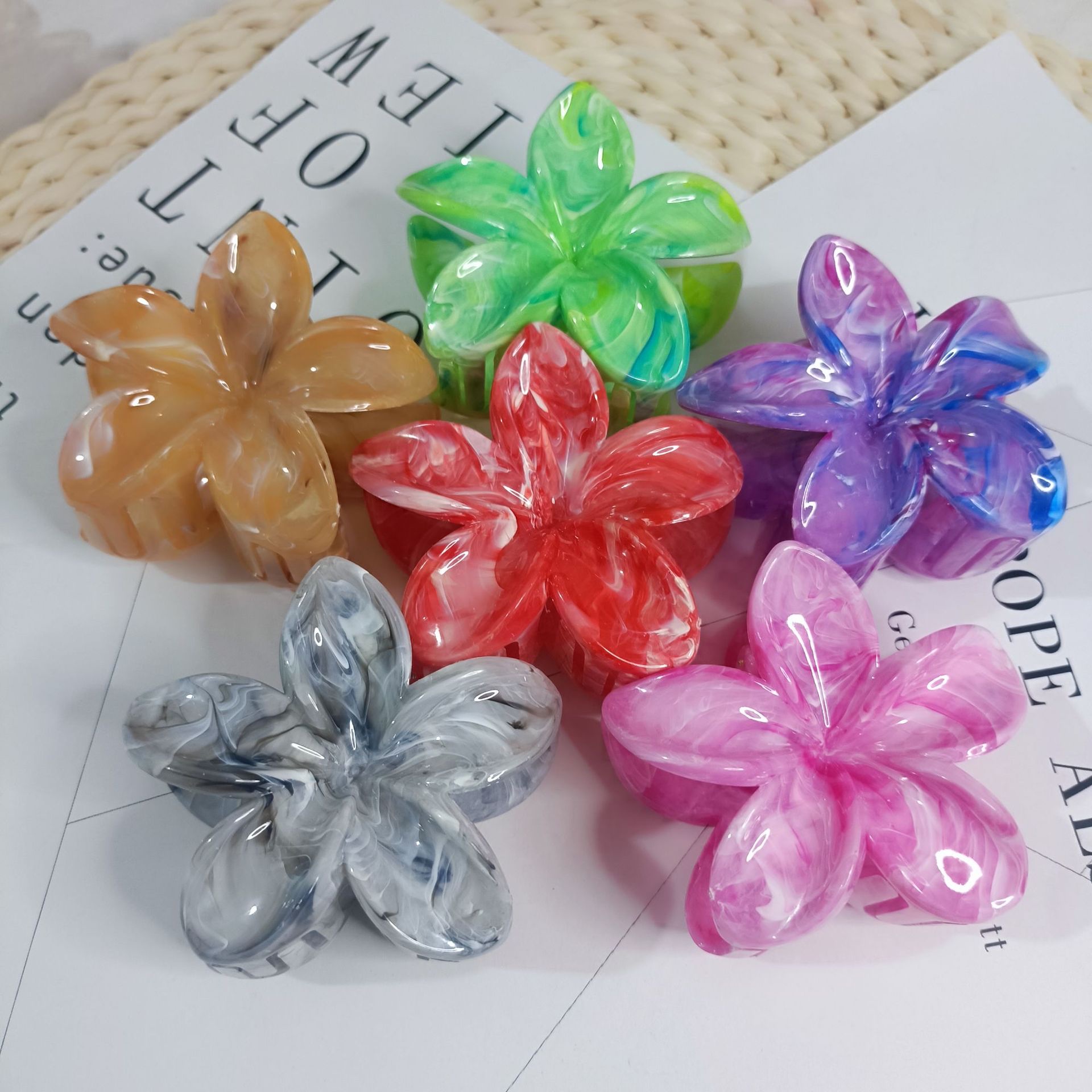 2024 Korean claw clip back head pumpkin claw clip Pan hair love headdress square claw clip thumbnail