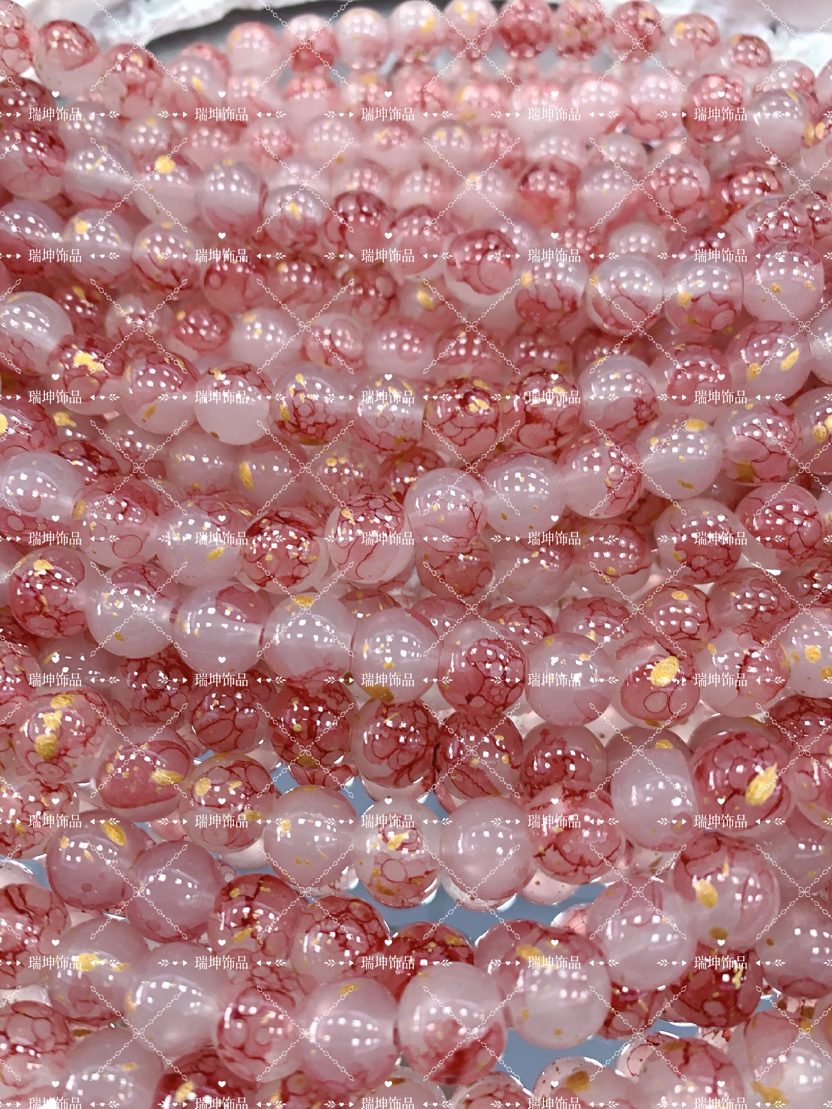10mm仿玉开花金丝琉璃珠珠手工DIY串珠配件瑞坤饰品