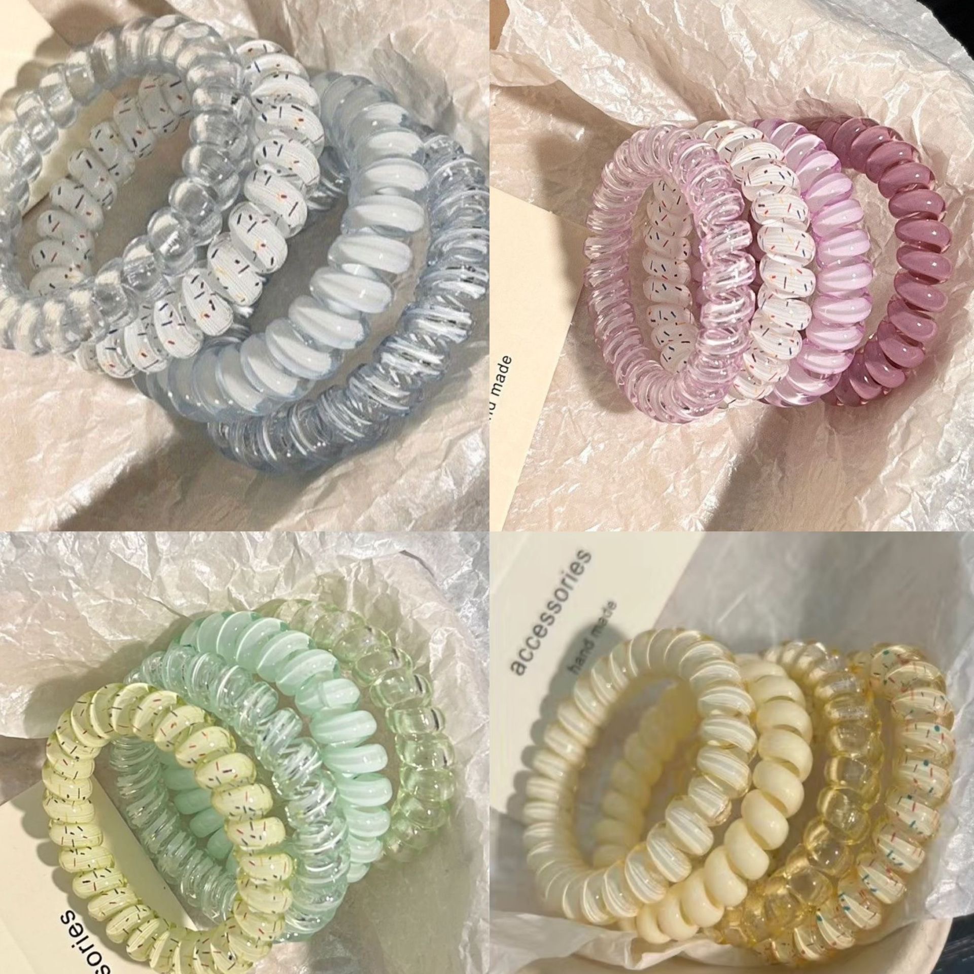 High Quality Grape Yaye Polka Point Telephone Line Hair Circle Summer Fresh All Tie Hair Rope Durable Hair Rope Hair Accessories details Picture