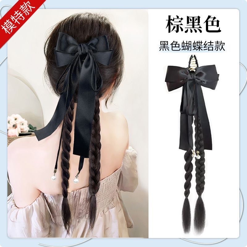 抖音同款蝴蝶结马尾麻花辫子抓夹网红气质爆款发饰自然拳击辫子女详情图7