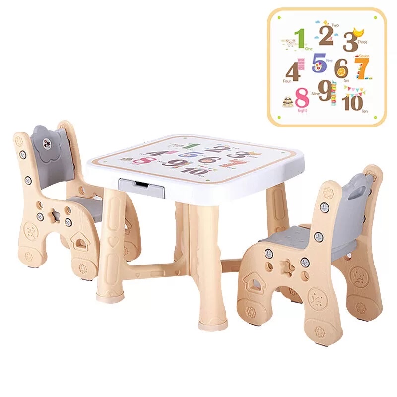 Mesa y silla para niños juego de jardín de infantes escritorio de escritura bebé mesa de plástico para comer y estudiar detail image 3