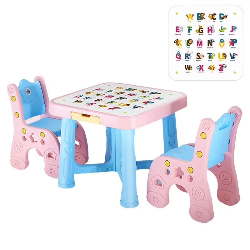 Mesa y silla para niños juego de jardín de infantes escritorio de escritura bebé mesa de plástico para comer y estudiar detail image 2