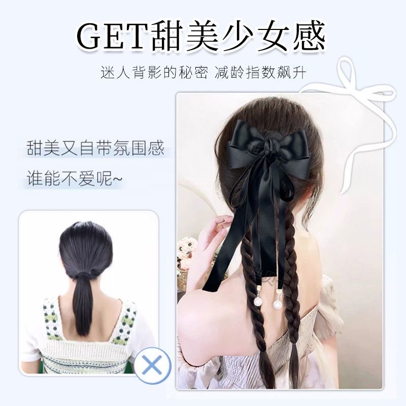 抖音同款蝴蝶结马尾麻花辫子抓夹网红气质爆款发饰自然拳击辫子女详情图2