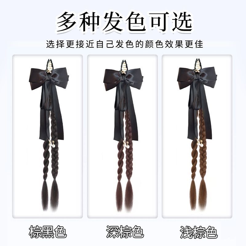 抖音同款蝴蝶结马尾麻花辫子抓夹网红气质爆款发饰自然拳击辫子女详情图5