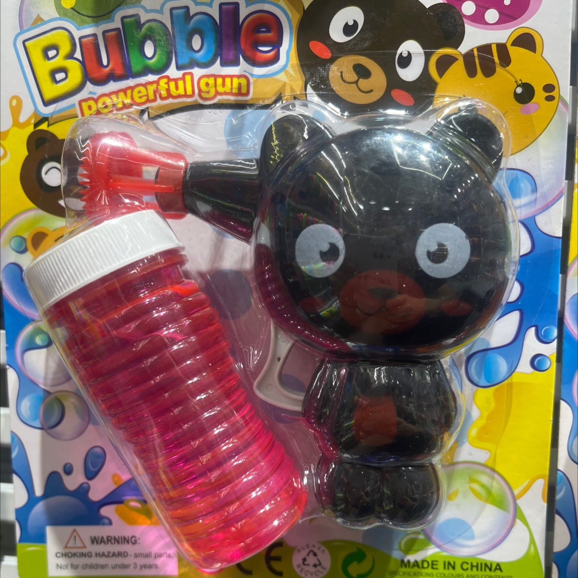 五款可爱呆萌的动物造型惯性泡泡枪、吸卡包装、不需要电池、经久耐用、款式多变泡泡机详情图3